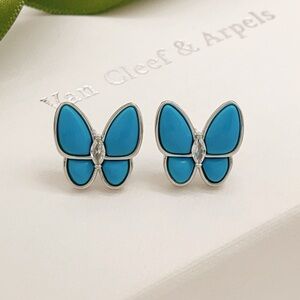 Van Cleef & Arpels Silver Blue Butterfly Earrings